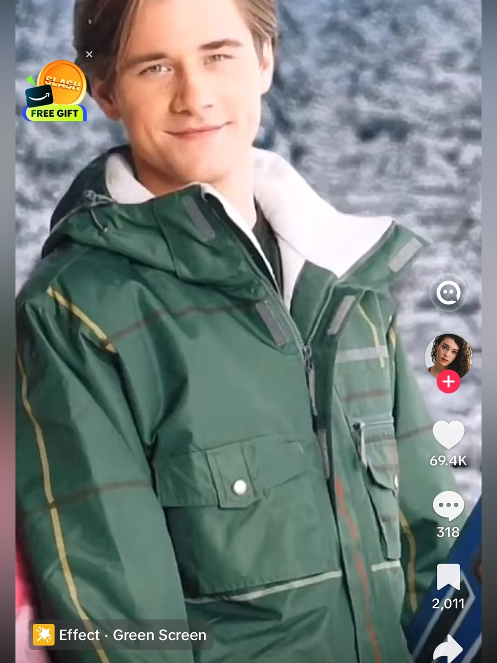 FOURSQUARE Green Plaid Striped Snowboarding Jacket - XL